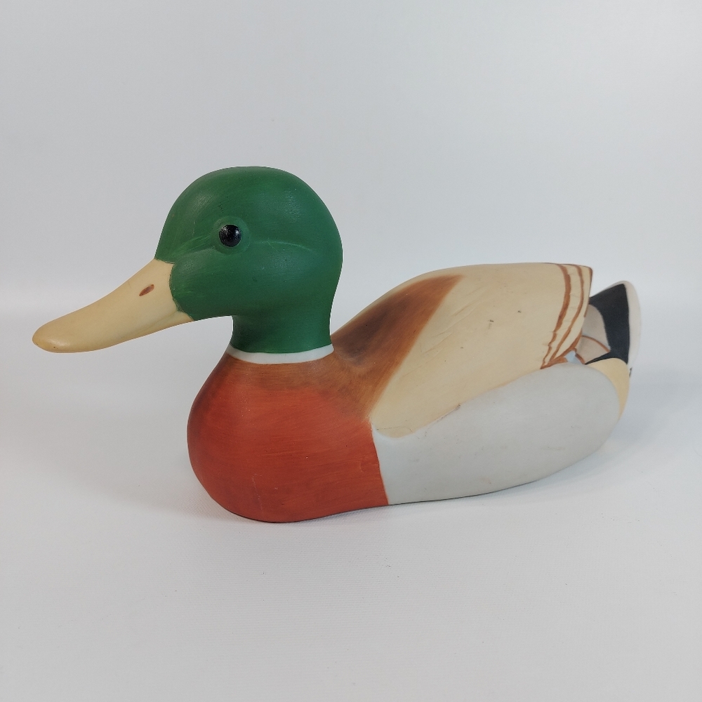 Schmid Duck Decoy Ceramic Music Box Mallard Moonlight Serenade Hand Painted 1982